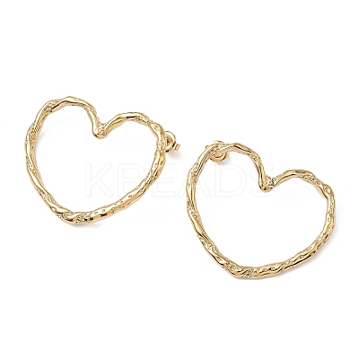 304 Stainless Steel Hollow Heart Stud Earrings EJEW-K268-55G-1