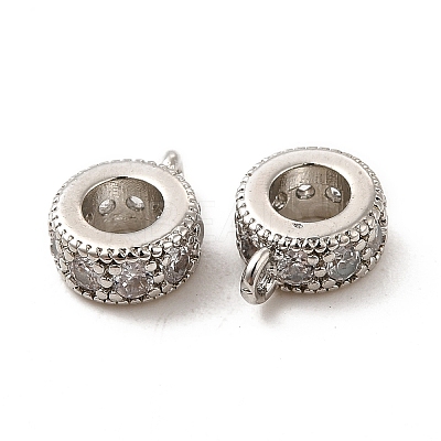 Rack Plating Brass Micro Pave Cubic Zirconia Tube Bails KK-E081-08P-1