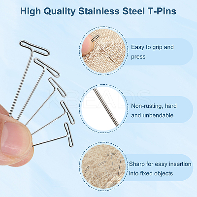 450Pcs 5 Styles Nickel Plated Steel T Pins for Blocking Knitting FIND-SP0002-88-1