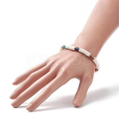 Handmade Polymer Clay Heishi Surfer Stretch Bracelet BJEW-TA00223-1