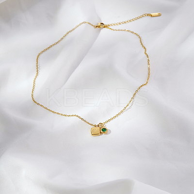 Simple Stainless Steel Square Pendant Necklaces for Women's Daily Wear QS9194-2-1