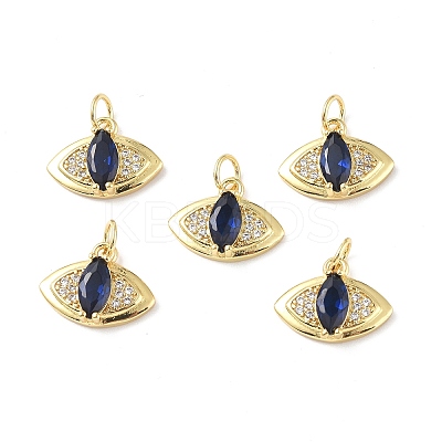 Brass Micro Pave Marine Blue Cubic Zirconia Charmss KK-E068-VF351-1