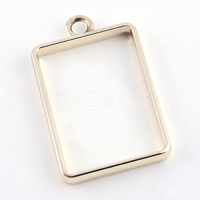 Rack Plating Alloy Rectangle Open Back Bezel Pendants PALLOY-S047-28E-FF-1