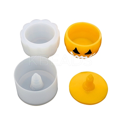 Halloween Theme DIY Pumpkin Jack-O'-Lantern Storage Box & Lid Silicone Molds Set LS-DIY-G058-A01-1