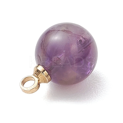 Natural Amethyst & Rose Quartz & Quartz Crystal & Apatite & Green Aventurine Round Charms PALLOY-JF04778-1