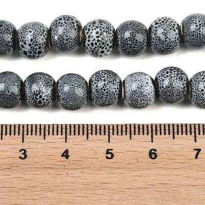 Handmade Fancy Antique Glazed Porcelain Ceramic Round Beads Strands PORC-L019-8mm-04-1