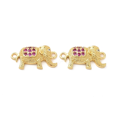 Rack Plating Brass Micro Pave Cubic Zirconia Connector Charms KK-D087-07G-1