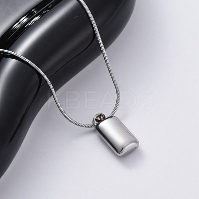 304 Stainless Steel Rectangle Pendant Snake Chain Necklaces for Women Men EJEW-Z044-02P-1
