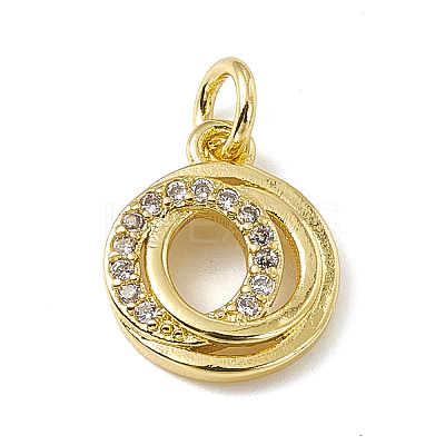 Brass Micro Pave Clear Cubic Zirconia Ring Charms ZIRC-F132-89G-1