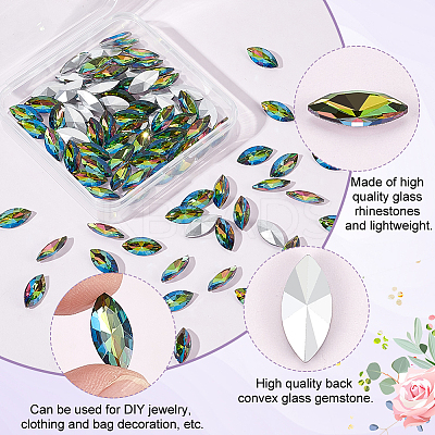 100Pcs Glass Rhinestone Cabochons RGLA-FG0001-25A-1