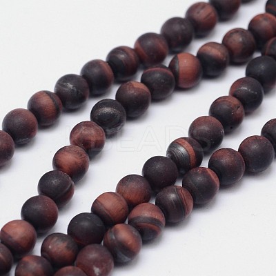 Natural Tiger Eye Round Bead Pendants G-F255-01-6mm-1