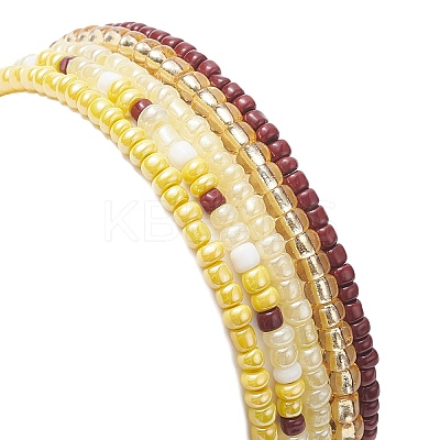 5Pcs 5 Style Glass Seed Beaded Stretch Bracelets Set BJEW-JB09395-1