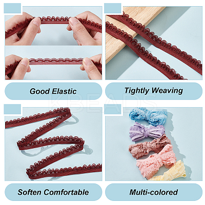 10Pcs 10 Colors Nylon Elastic Flower Edge Lace Trim Ribbons DIY-BC0013-31-1