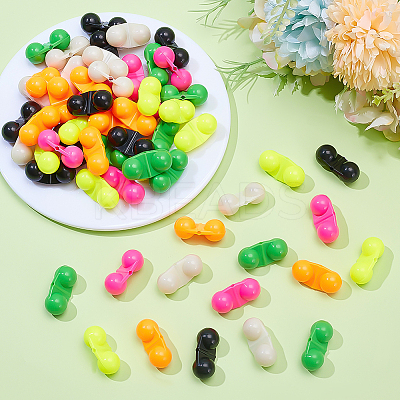 60Pcs 6 Colors ABS Plastic & Carbon Steel Fishing Double Rattles Bells Beads FIND-HY0005-15-1