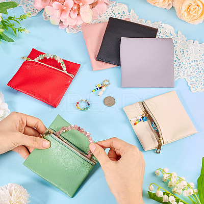 6Pcs 6 Colors Imitation Leather Jewelry Storage Zipper Bags ABAG-TA0001-66B-1
