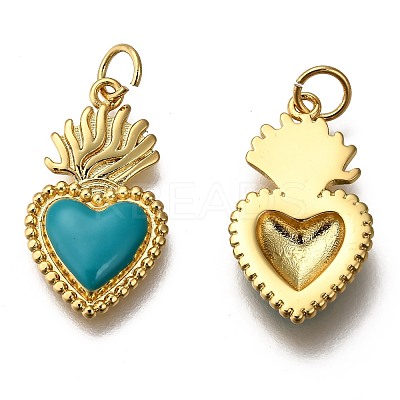 Golden Tone Brass Enamel Pendants KK-K750-01G-D-1
