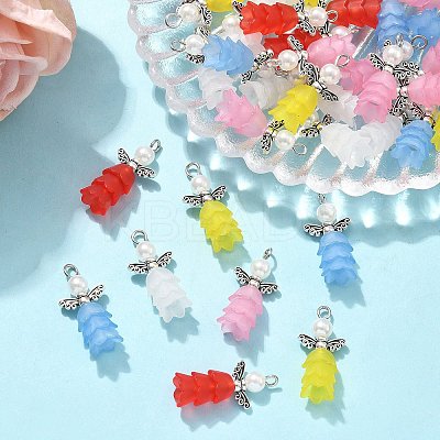 50Pcs 5 Colors ABS Plastic Imitation Pearl & Acrylic Pendant PALLOY-JF03939-1