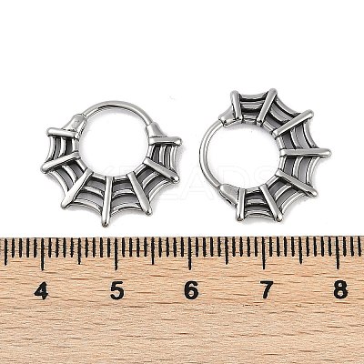 Spider Web 316 Surgical Stainless Steel Hoop Earrings EJEW-G416-40AS-1