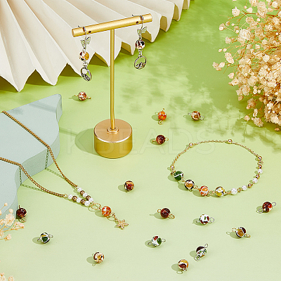48Pcs 8 Styles Synthetic Amber Links Connector Charms PALLOY-FH00133-1