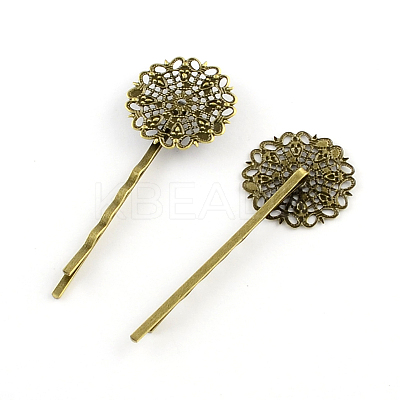 Filigree Flower Tray Vintage Iron Hair Bobby Pin Findings MAK-Q001-003AB-1