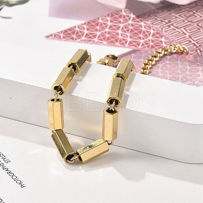 304 Stainless Steel Hexagon Link Chain Bracelets for Women Men BJEW-F488-16G-1