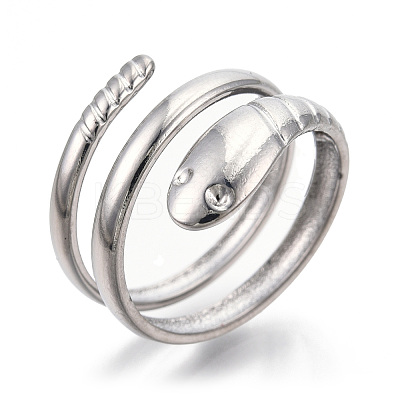 Non-Tarnish 304 Stainless Steel Snake Twist Rings LS-RJEW-N038-114P-1