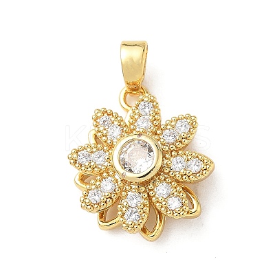 Brass Micro Pave Cubic Zirconia Rotating Pendants LS-KK-M323-01D-G-1