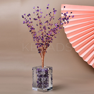 Natural Amethyst Chips Tree of Life Decorations TREE-PW0002-06F-1