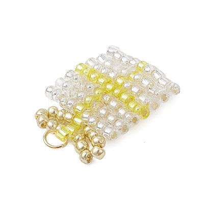 4Pcs 4 Colors Glass Seed Beaded Christmas Gift Pendants PALLOY-MZ00899-1