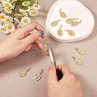 12Pcs 12 Style Brass Rhinestone Pendants KK-SZ0002-22-1