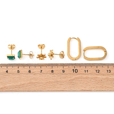 304 Stainless Steel Stud & Hoop Earrring Set for Women EJEW-U063-06B-G-1