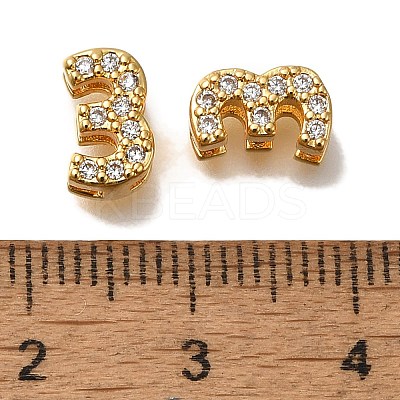 Rack Plating Number Brass Micro Pave Clear Cubic Zirconia Silde Charms KK-A231-13D-1