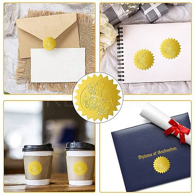 12 Sheets Self Adhesive Gold Foil Embossed Stickers DIY-WH0451-048-1