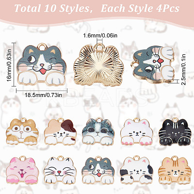 40Pcs 10 Colors Rack Plating Alloy Enamel Pendants ENAM-SC0003-10-1