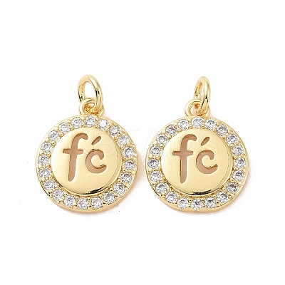 Rack Plating Brass Micro Pave Clear Cubic Zirconia Pendants ZIRC-C042-02G-1