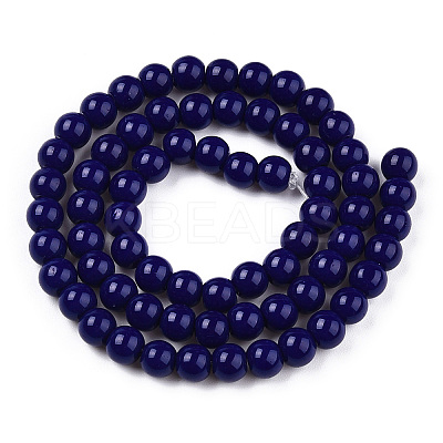 Opaque Solid Color Glass Beads Strands X-GLAA-T032-P6mm-03-1