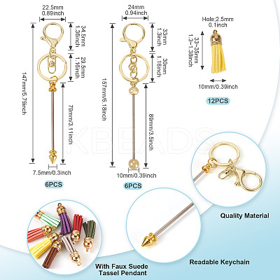 DIY Alloy & Aluminum Alloy Bar Beadable Keychain Making Kits DIY-TA0012-43G-1