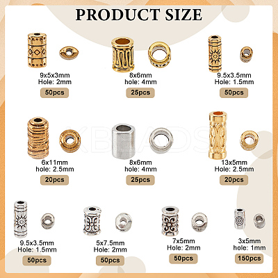 490Pcs 10 Style Tibetan Style Spacer Beads FIND-NB0003-36-1