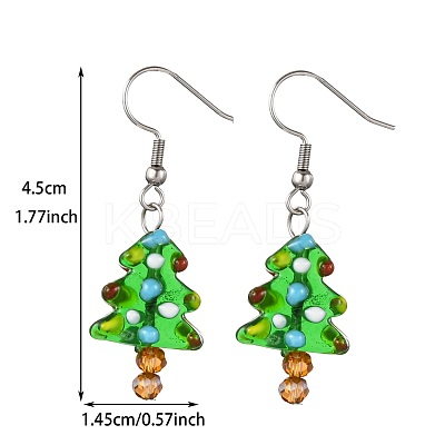 304 Stainless Steel Christmas Tree Dangle Earrings EJEW-JE06524-1