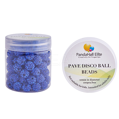 10mm Disco Ball Clay Beads Sapphire Pave Rhinestones Spacer Round Beads RB-PH0003-10mm-10-1