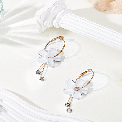 1 Pair Acrylic Flower Dangle Hoop Earrings EJEW-LP0013-10B-1