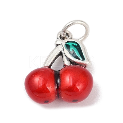 Fine Silver Red Enamel Fruit Pendants STER-F060-01AS-02-1