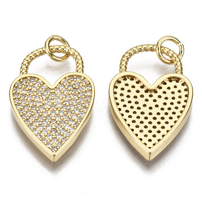 Brass Micro Pave Clear Cubic Zirconia Pendants ZIRC-S067-066-NF-1