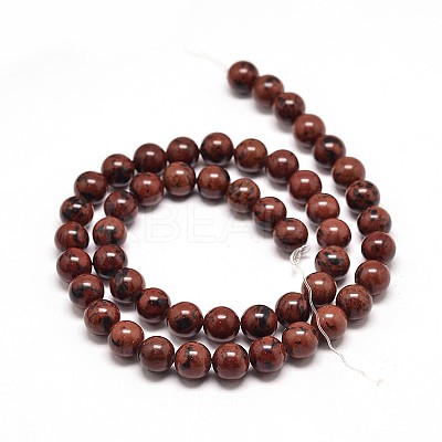 Natural Mahogany Obsidian Round Bead Strands X-G-P072-44-6mm-1