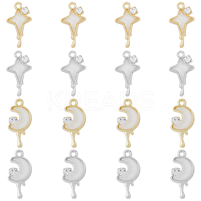 16Pcs 4 Style Alloy Micro Pave Cubic Zirconia Pendants FIND-DC0002-69-1
