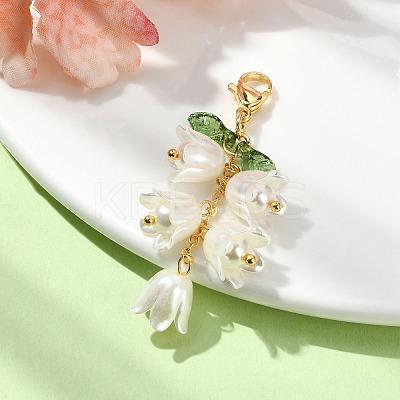 Flower ABS Plastic Imitation Pearl Pendant Decorations HJEW-TA00111-1
