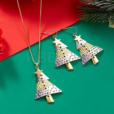 Christmas Tree Alloy Pendant Necklaces & Dangle Earrings Sets WG3F9DA-03-1