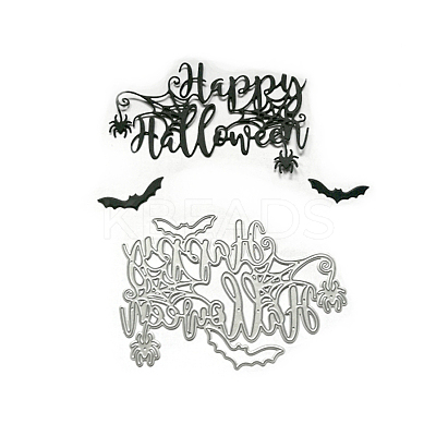 Word Happy Halloween Frame Carbon Steel Cutting Dies Stencils DIY-H106-19-1