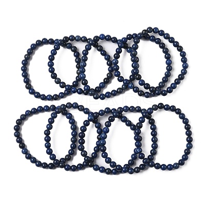 Natural Lapis Lazuli Beaded Stretch Bracelets BJEW-D446-B-41-1