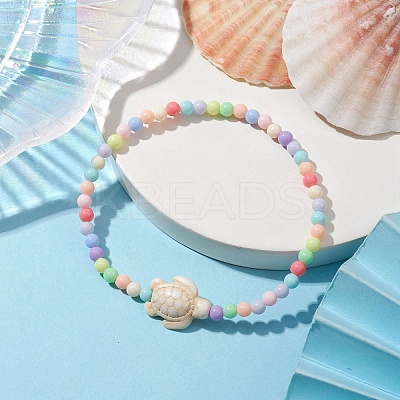 Beach Turtle Synthetic Turquoise Link Bracelets BJEW-JB10238-02-1